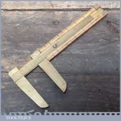 Vintage Rabone 1465 Imperial Boxwood And Brass Calliper Ruler