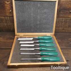 Scarce Boxed Set 6 Vintage Marples M373 Bevel Edge Chisels - Shatter Proof Handles