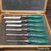 Scarce Boxed Set 6 Vintage Marples M373 Bevel Edge Chisels - Shatter Proof Handles