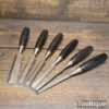 Vintage Set Of 6 Stanley No: 5001 Bevel Edge Chisels - Sharpened Honed