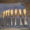 Vintage Set Of 7 No: Carpenter’s Bevel Edge Thumb Chisels 3/16” - 1 ¼ Sharpened Honed