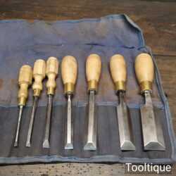Vintage Set Of 7 No: Carpenter’s Bevel Edge Thumb Chisels 3/16” - 1 ¼ Sharpened Honed