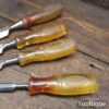 Vintage Set 4 Marples Shamrock Carpenter’s Bevel Edge Chisels 1/2” - 1 ¼ Shatterproof