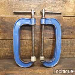 Vintage Pair Record 8” Woodworking Fine Thread G Clamps - Good Condition