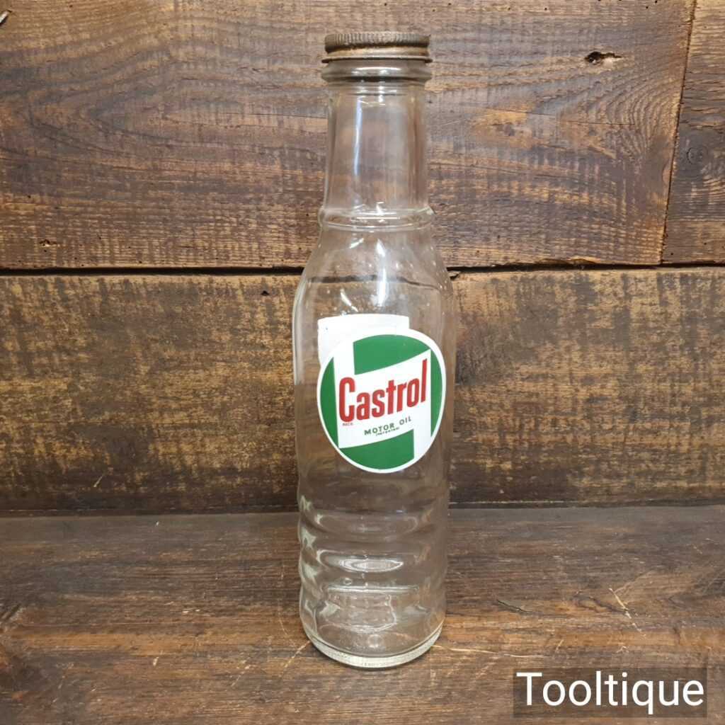 Vintage Castrol Motor Oil Bottle With Cap - Good Condition
