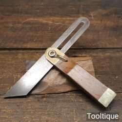 Vintage 7 ½” Rosewood & Brass Sliding Bevel Quick Release Lever- Good Condition