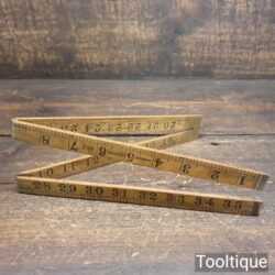 Vintage 24” Rabone No: 1167 Boxwood & Brass Folding Ruler - Good Condition