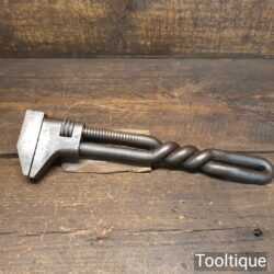 Antique 12” Adjustable Spanner Wrench With Twisted Handle - Good Condition