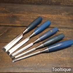 Vintage Set 5 Stanley 5002 Carpenter’s Bevel Edge Chisels 1/4” - 1” Fully Refurbished