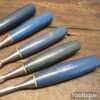 Vintage Set 5 Stanley 5002 Carpenter’s Bevel Edge Chisels 1/4” - 1” Fully Refurbished