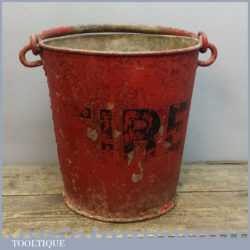Vintage Red Fire Bucket With Riveted Sides Good Original Red Paint