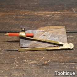 Vintage Solid Brass 6″ Pencil Compass - Good Condition