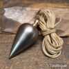 Vintage 2 ¾” Cast Steel Plumb Bob Brass String Retainer - Good Condition