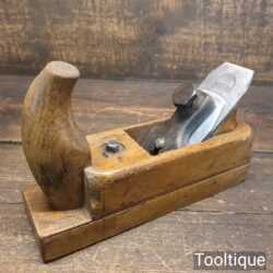 Vintage Continental Horned Beechwood Smoothing Plane - Adjustable Throat