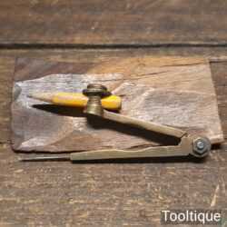 Vintage Solid Brass 3 ¾” Pencil Compass - Good Condition