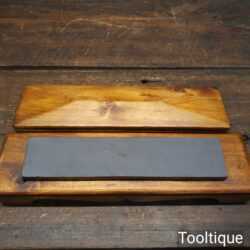 Vintage 7” x 1 ½” Natural Welsh Slate Honing Stone Pine Box - Lapped Flat