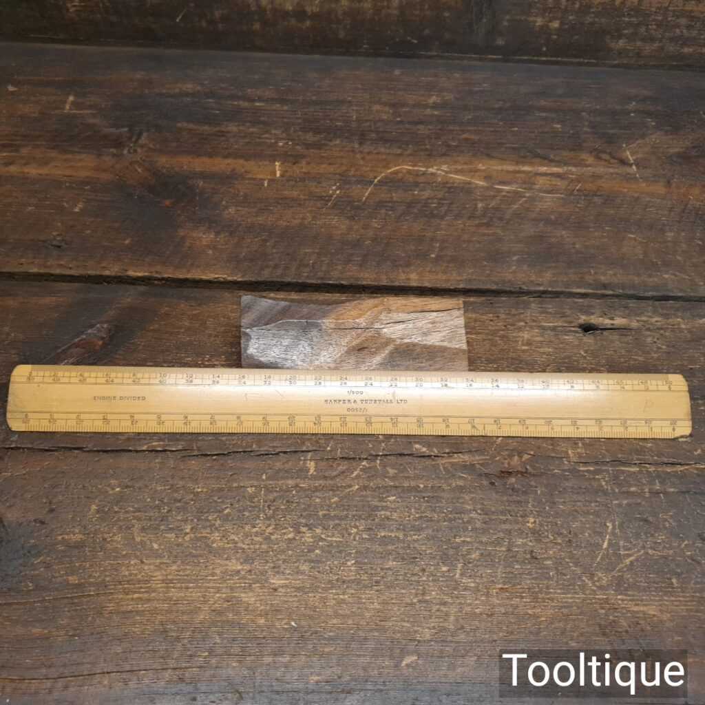 Vintage Harper & Tunstall Engineer’s Boxwood Ruler Engine Divided - Good Condition
