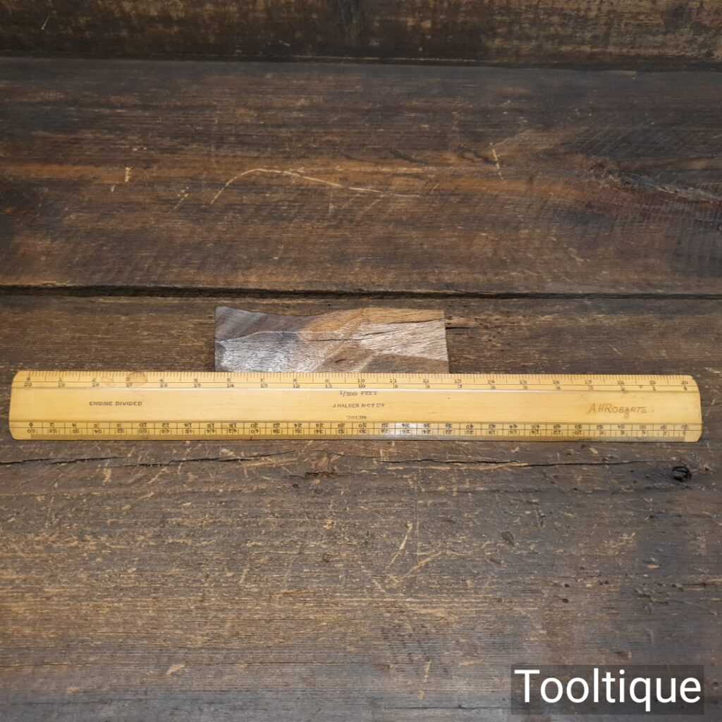 Vintage J. Halden & Co Engineer’s Boxwood Engine Divided Ruler - Good Condition