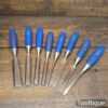 Vintage Set of 8 No: Marples Blue Chip Bevel Edge & Firmer Chisels - Sharpened Honed