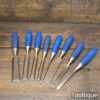 Vintage Set of 8 No: Marples Blue Chip Bevel Edge & Firmer Chisels - Sharpened Honed