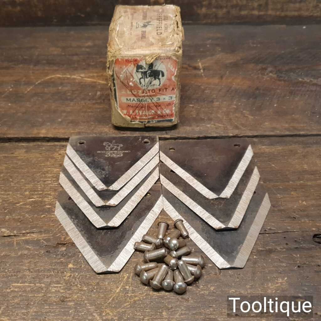 Boxed Set of 6 Vintage W. A. Tyzack Blades To Fit Massey Binder Harvester