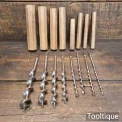 Vintage Set Of 8 No: Double Spur Screw Auger Bits - Sharpened 1/4” – 1” Sharpened