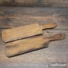 Vintage Old Treen Pair Of Ridged Wooden Butter Pats - Good Condition