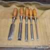 Scarce Vintage Set Of 5 W Marples Socketed Bevel Edge Chisels - Sharpened Honed