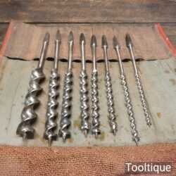 Vintage Set 8 Double Spur Screw Auger Bits Wm. Ridgeway 1/4” – 1” Sharpened