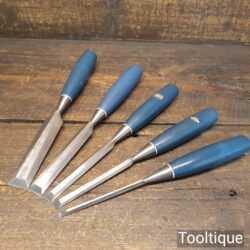 Vintage Set of 5 Stanley Carpenter’s Bevel Edge Chisels - Sharpened Honed