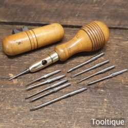 Vintage J. Osborn Boxwood Leatherworkers’ Brass Multi Tool - Good Condition