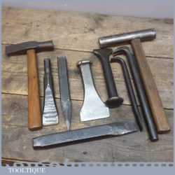 Vintage Selection Of Stone Masons Chisels And Hammers