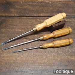 Vintage Set of 3 Slimline Flat Screwdrivers ¼” + 3/16” + 5/32” - Good Condition