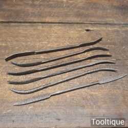 Vintage Set Of 6 Cast Steel Riffler Files - Good Condition