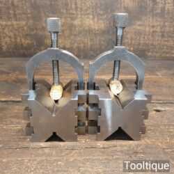 Vintage Engineer’s Pair Unique V Blocks With Clamps - Good Condition