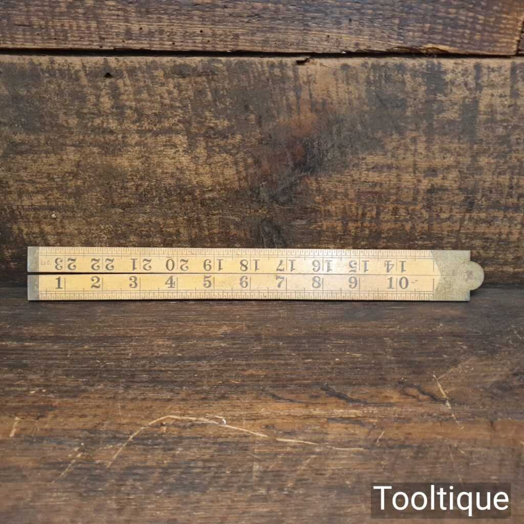 Vintage 24” Rabone Chesterman No 1168 Boxwood Brass Single Fold Rule