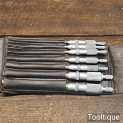 Vintage set of Moore & Wright imperial internal bore micrometres, in good used condition. Note: One of the smaller sizes has damage and is unusable.