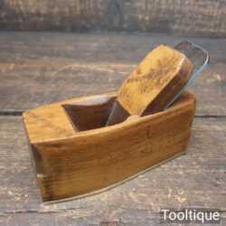 Vintage 4 ⅝” Miniature Brass Soled Beechwood Coffin Plane