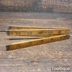 Vintage German Boxwood 24” Brass Double-Sided Folding Rule