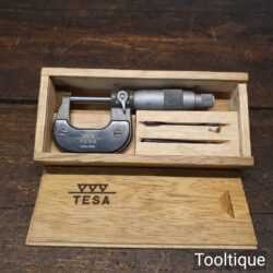 Vintage 0-1” Boxed Tesa Swiss Imperial Micrometer - Good Condition