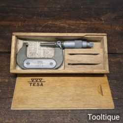 Vintage Boxed Tesa Swiss 1-2” Imperial Micrometer - Good Condition