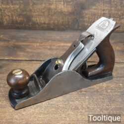 Interesting antique smoothing plane with old fashioned laminated tapered iron fully refurbished