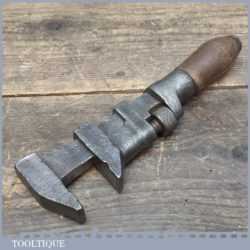 Vintage Adjustable Wrench With Wooden Handle 7” Long