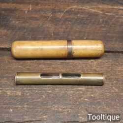 Vintage 4 ½” Brass Machinist Spirit Level Boxwood Case - Good Condition