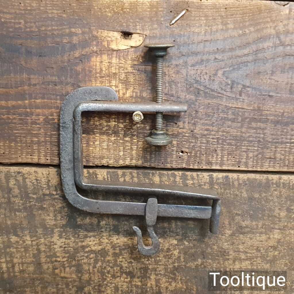 Antique Cast Steel Brass Adjustable Beam Hook - Good Condition