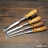 Scarce Vintage Set Of 4 Marples Socketed Bevel Edge Chisels - Sharpened Honed