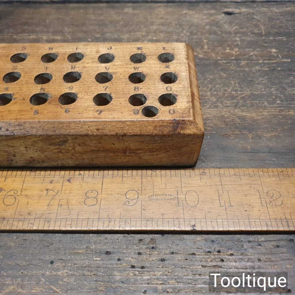 Vintage Craftsman Made Oak Letter Punch Holder Good Condition Tooltique