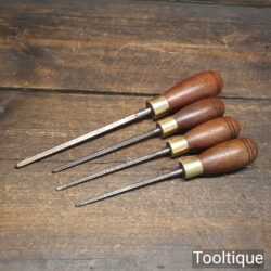 Vintage 4 Clockmakers Reaming Broaches Mahogany Handles - Fully Refurbished