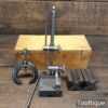 Vintage Boxed engineering Moore & Wright Co. No: 405 height gauge with L.S Starrett Co Vee Blocks in good used condition.