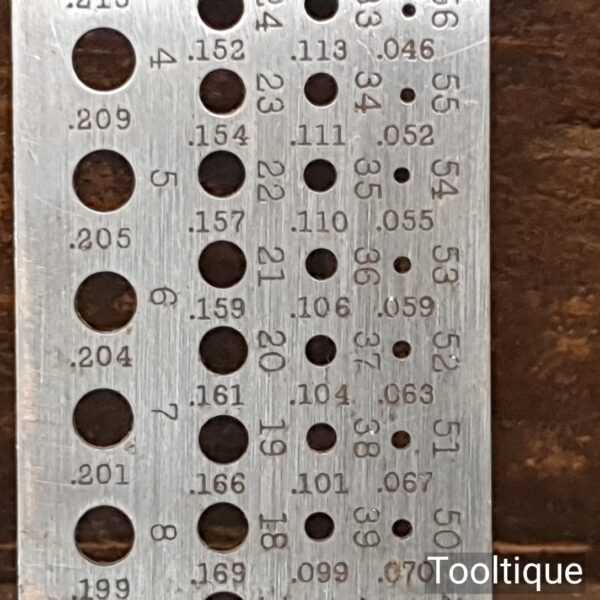 Vintage L.S. Starrett Co. Drill & Wire Gauge No186 Good Condition
